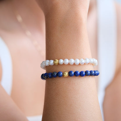Pulseira Conta de Viana em Ouro 19,2Kt com Lápis-lazúli