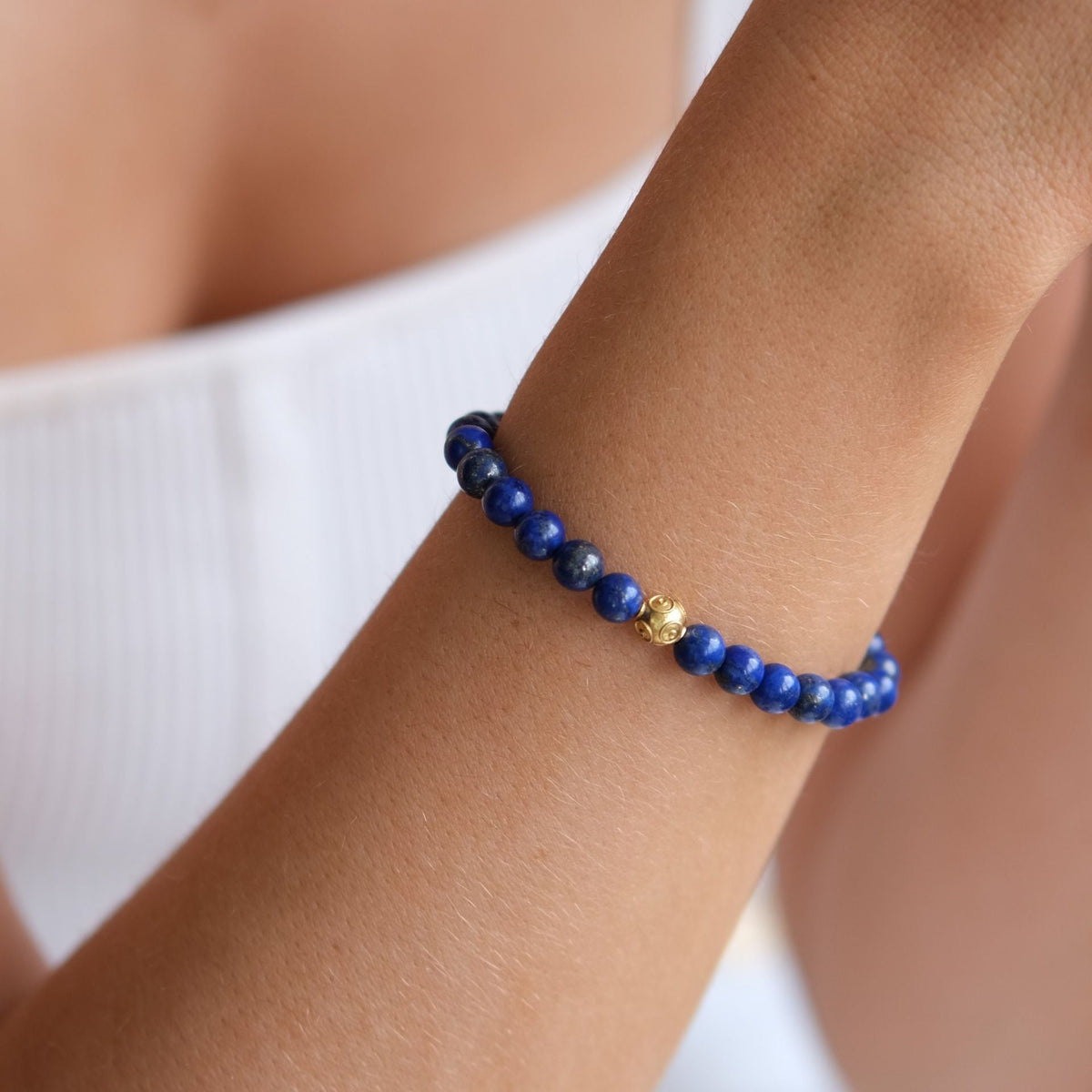 Pulseira Conta de Viana em Ouro 19,2Kt com Lápis-lazúli