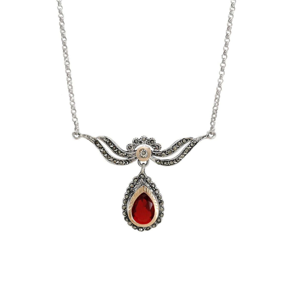 Colar Tiara Vermelho em Prata e Ouro