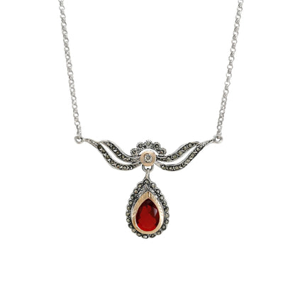 Colar Tiara Vermelho em Prata e Ouro