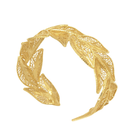Pulseira Folhas em Prata Dourada