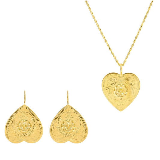 Conjunto Rosa Amélia em Prata Dourada