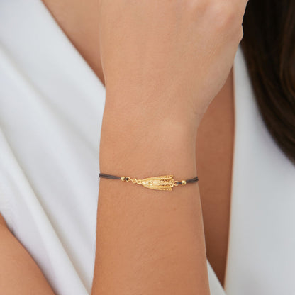 Pulseira Nossa Senhora de Fátima em Prata Dourada com Fio