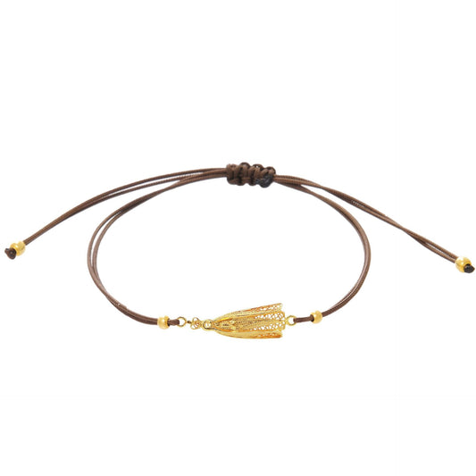 Pulseira Nossa Senhora de Fátima em Prata Dourada com Fio