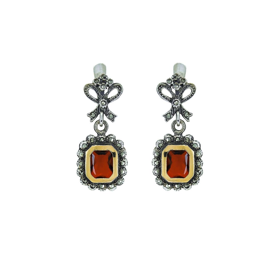 Brincos Laço Vermelho em Prata e Ouro