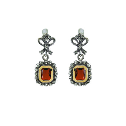 Brincos Laço Vermelho em Prata e Ouro