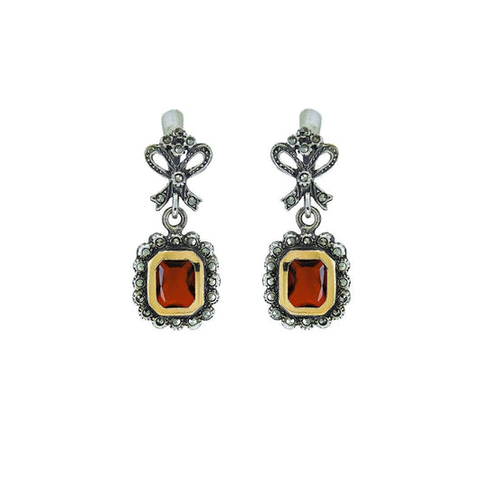 Brincos Laço Vermelho em Prata e Ouro