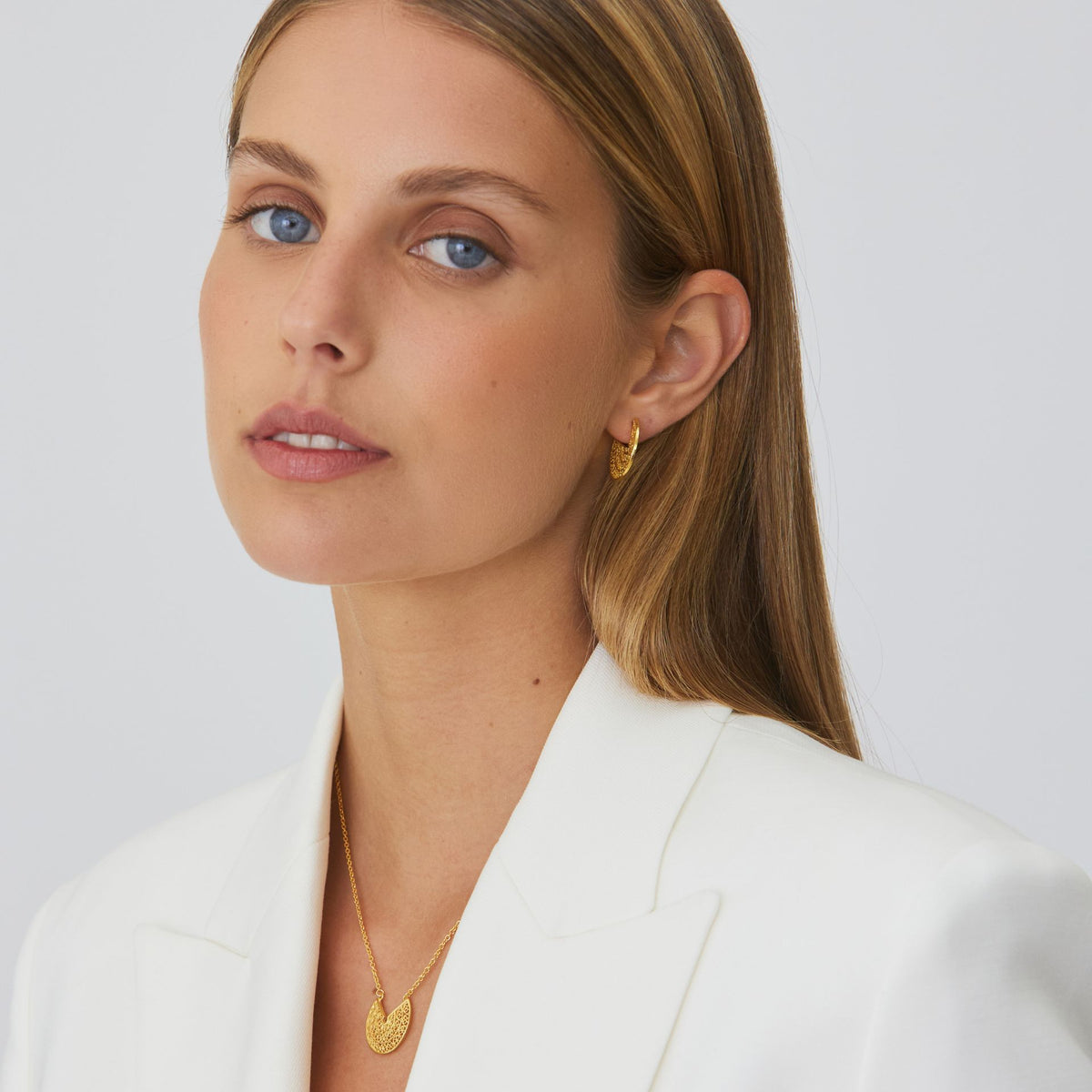 Conjunto Circulos em Prata Dourada