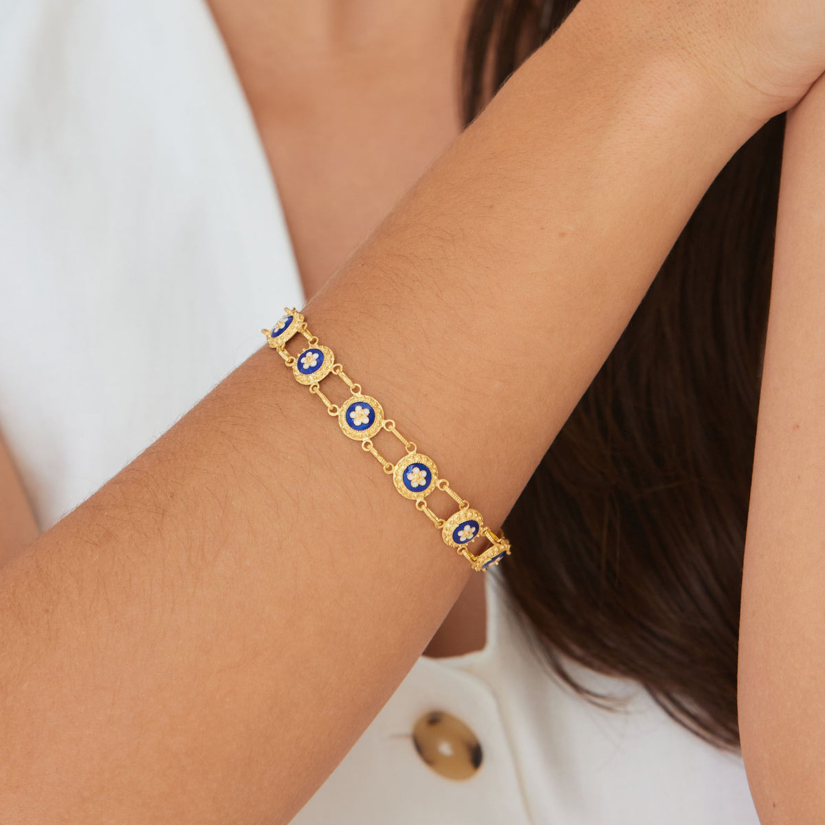Pulseira Caramujos em Prata Dourada