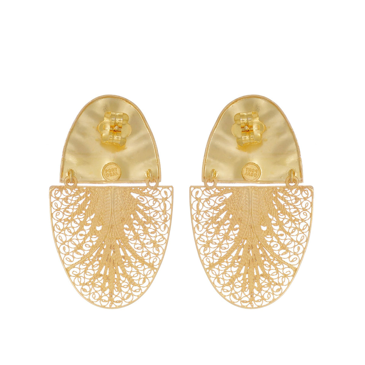 Brincos Oval Articulados XL em Prata Dourada