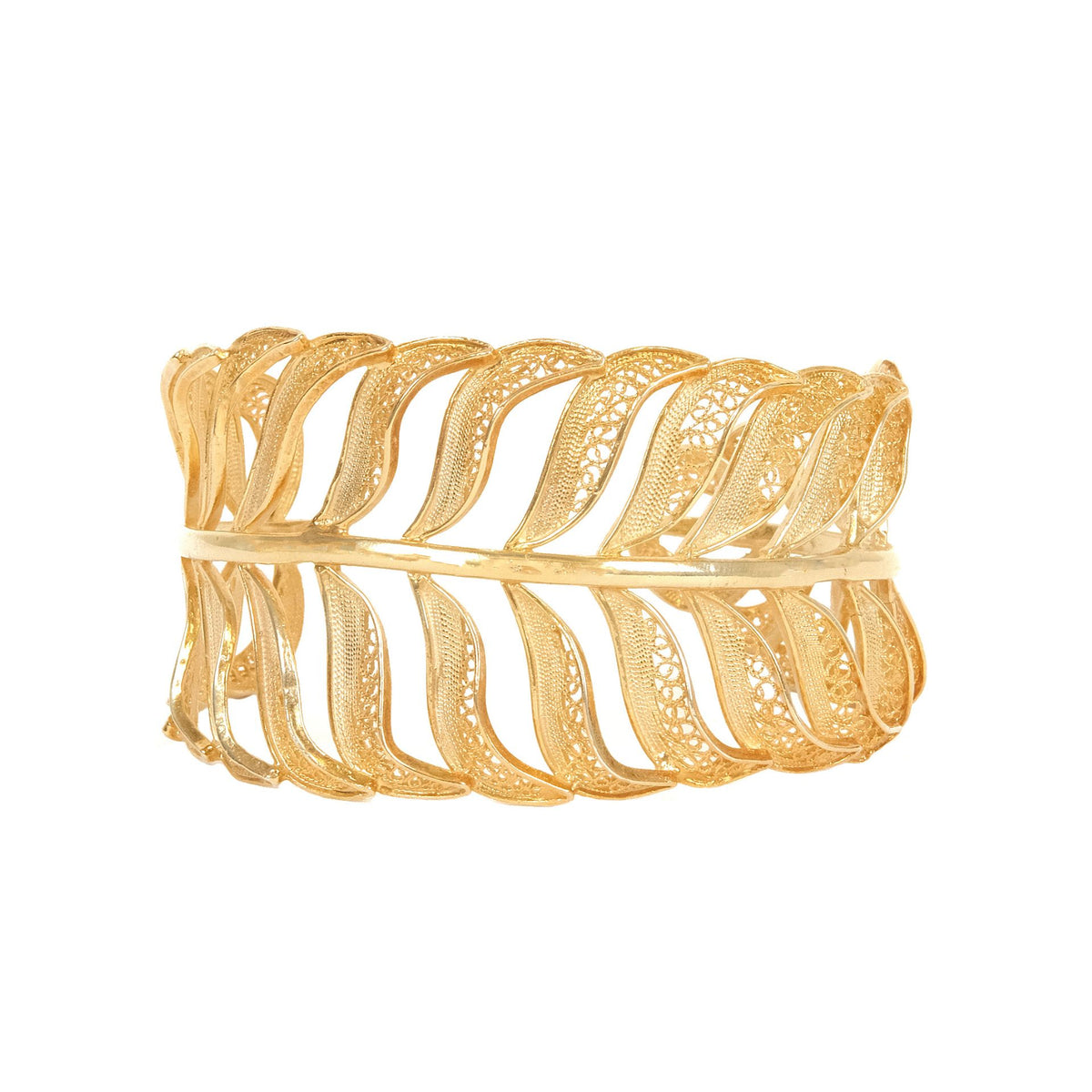 Pulseira Palmeira em Prata Dourada
