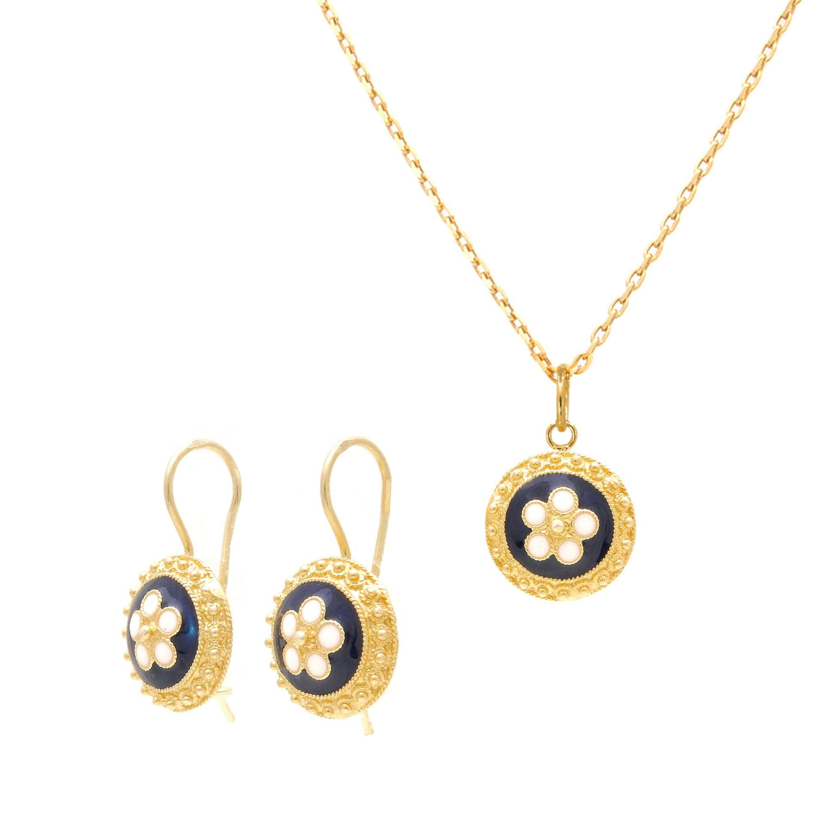 Conjunto Caramujo em Prata Dourada