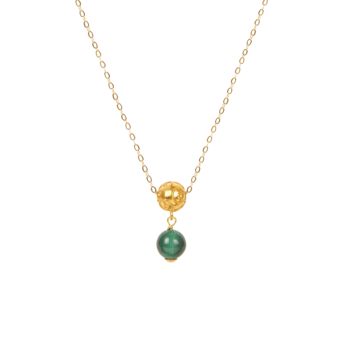 Colar Conta de Viana em Ouro 19,2Kt com Malaquite