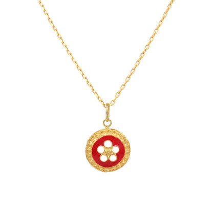 Colar Caramujo Vermelho em Prata Dourada