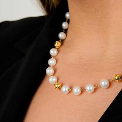 Conjunto Contas de Viana em Ouro 19,2Kt com Pérolas