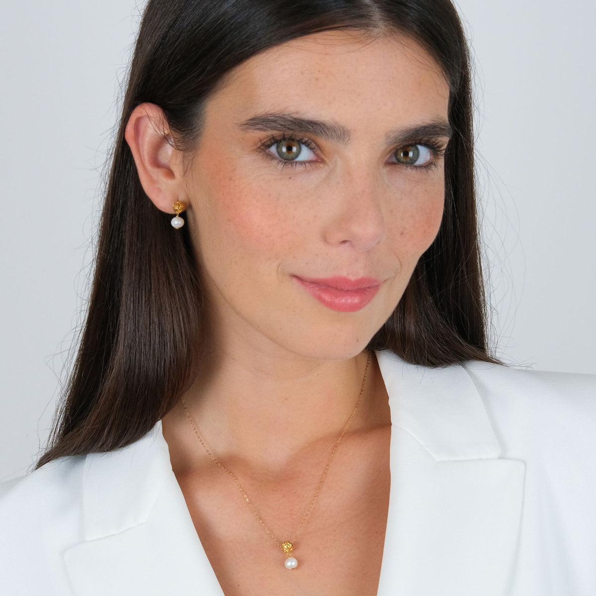 Conjunto Conta de Viana em Ouro 19,2Kt com Pérolas