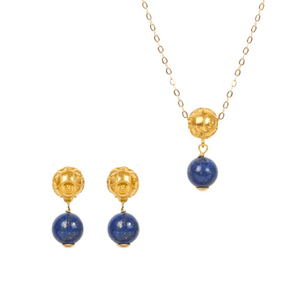 Conjunto Conta de Viana em Ouro 19,2Kt com Lápis-lazúli
