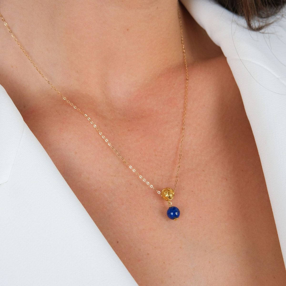 Conjunto Conta de Viana em Ouro 19,2Kt com Lápis-lazúli