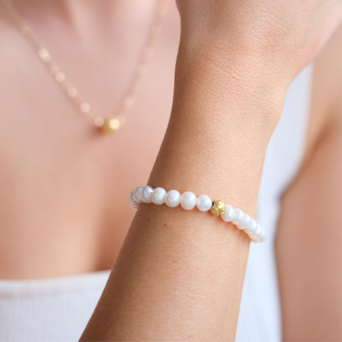 Conjunto Contas de Viana em Ouro 19,2Kt com Pérolas