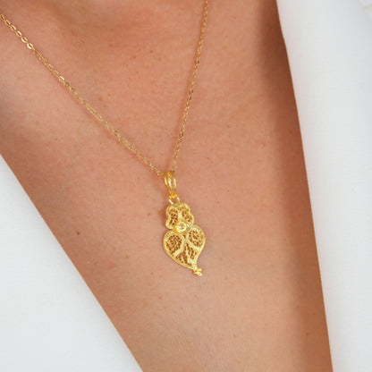 Conjunto Coração de Viana S em Ouro 19,2Kt