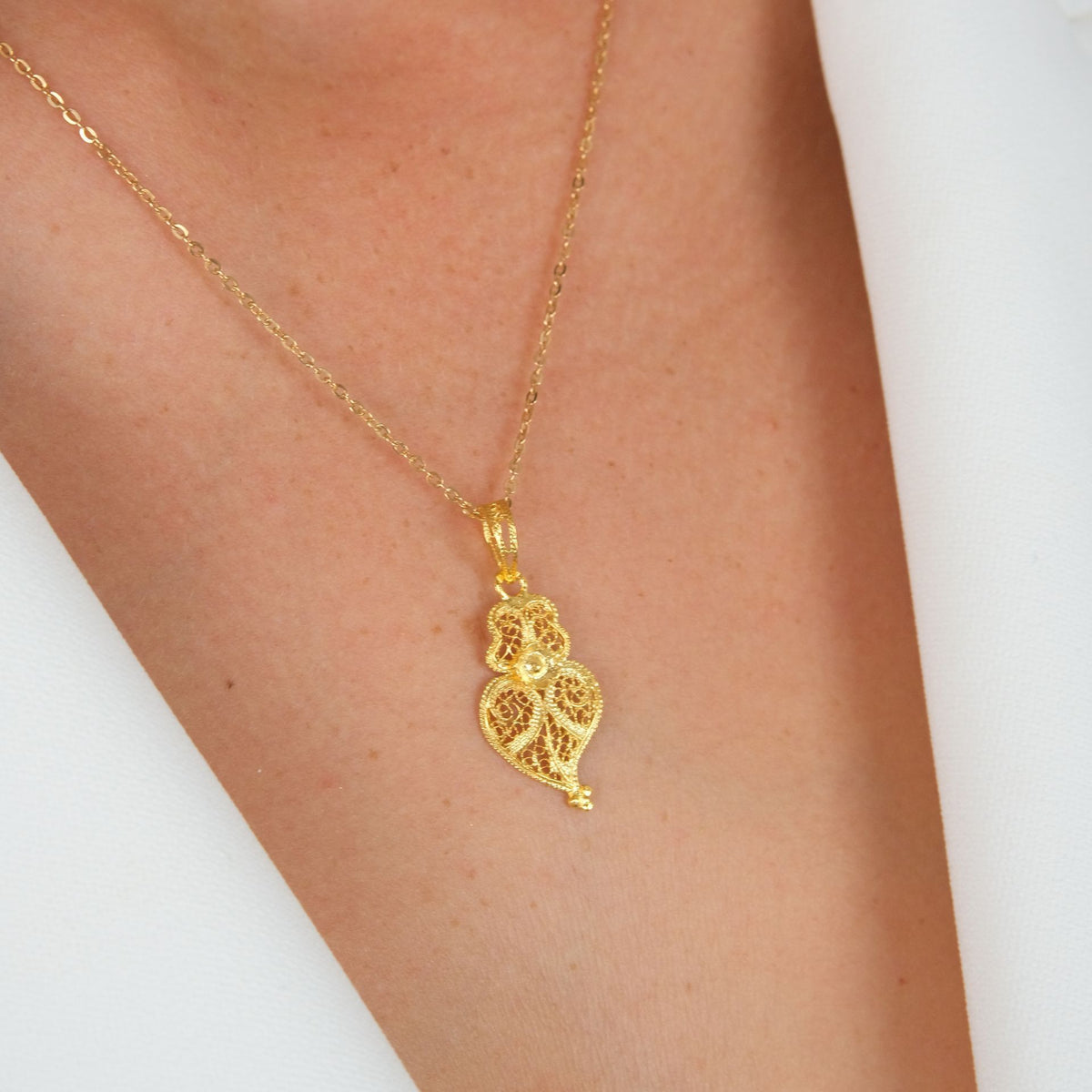 Conjunto Coração de Viana S em Ouro 19,2Kt