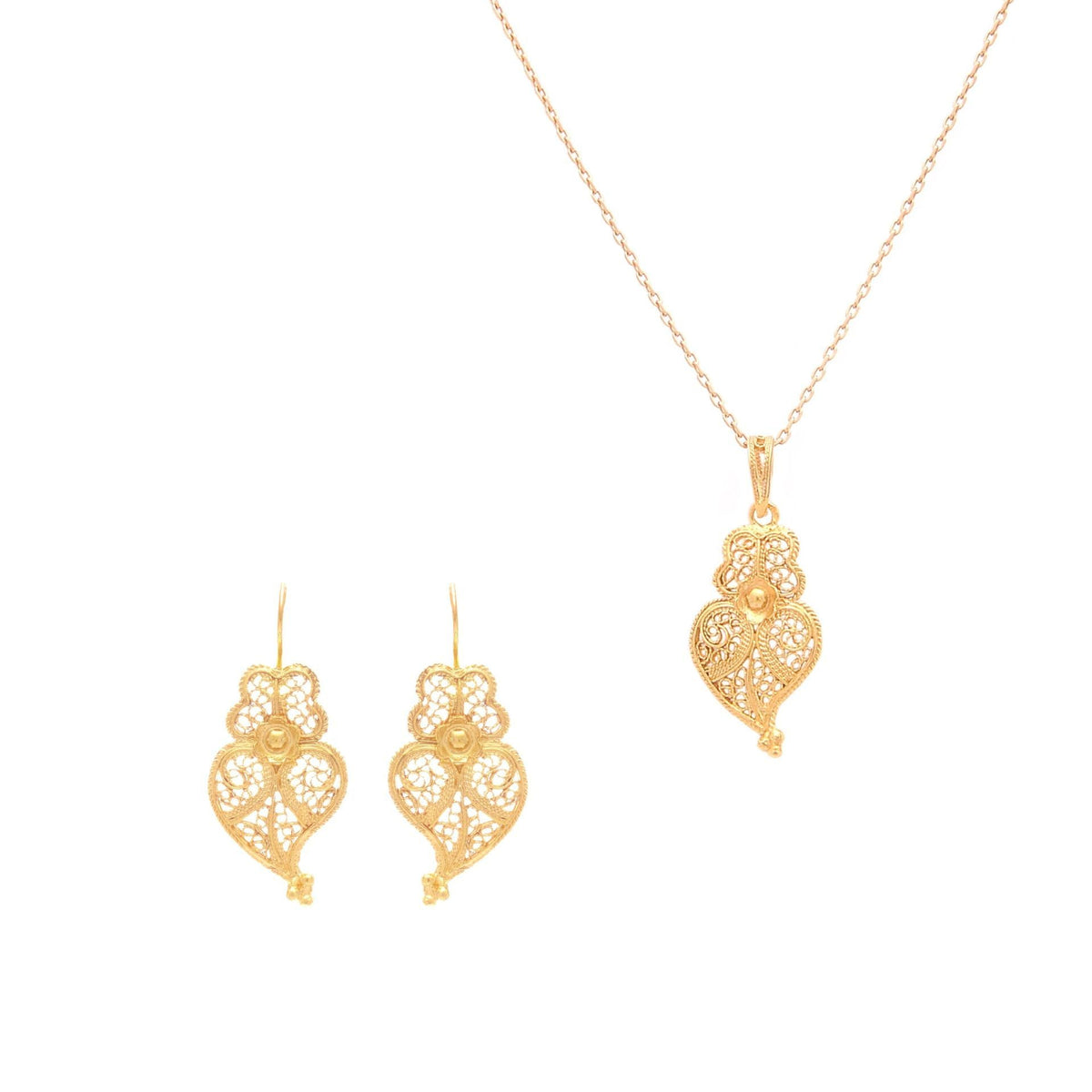 Conjunto Coração de Viana S em Ouro 19,2Kt