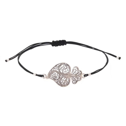 Pulseira Coração de Viana em Prata com Fio