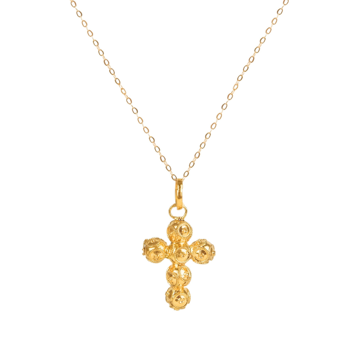 Colar Cruz Contas de Viana em Ouro 19,2Kt