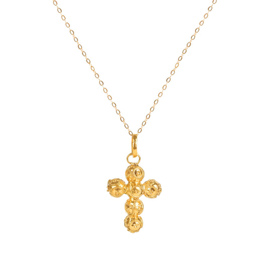 Colar Cruz Contas de Viana em Ouro 19,2Kt