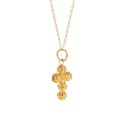 Colar Cruz Contas de Viana em Ouro 19,2Kt