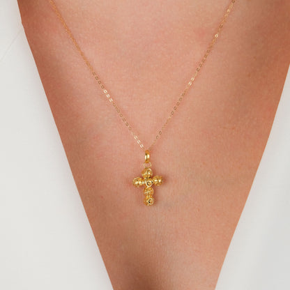 Colar Cruz Contas de Viana em Ouro 19,2Kt
