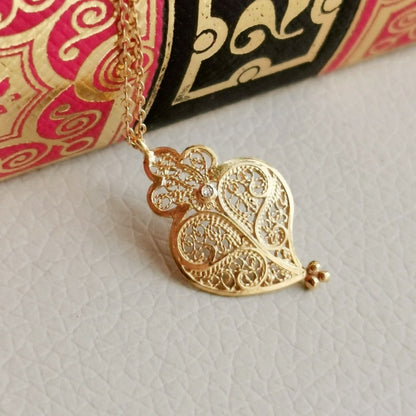 Conjunto Coração Cheio em Ouro 19,2Kt com Diamante