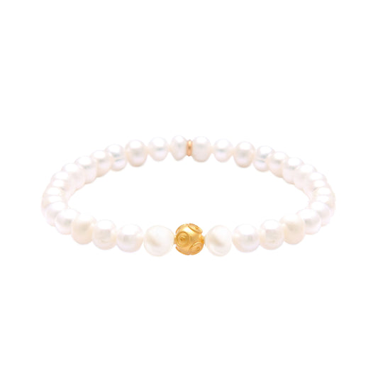 Pulseira Conta de Viana em Ouro 19,2Kt com Pérolas