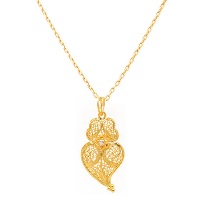 Colar Coração de Viana M em Ouro 19,2Kt e Diamante