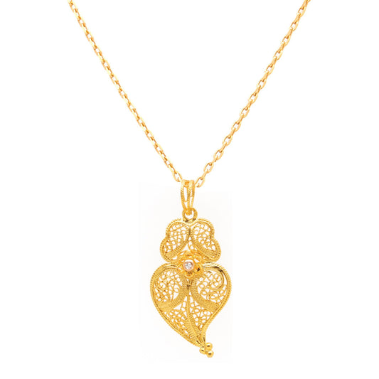 Colar Coração de Viana M em Ouro 19,2Kt e Diamante