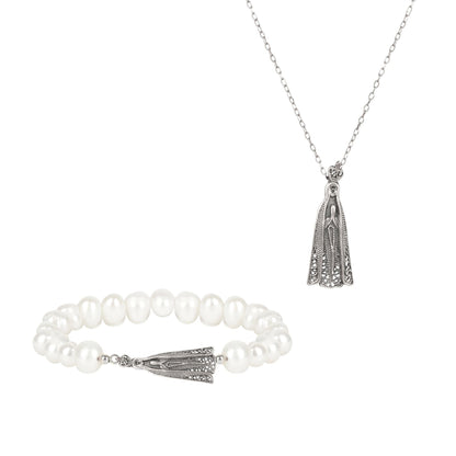 Conjunto Nossa Senhora de Fátima em Prata
