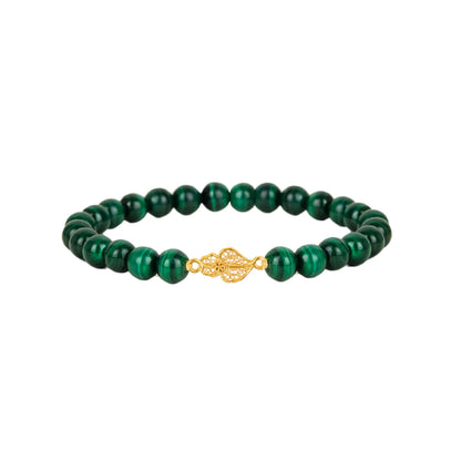 Pulseira Coração de Viana em Ouro 19,2Kt com Malaquite