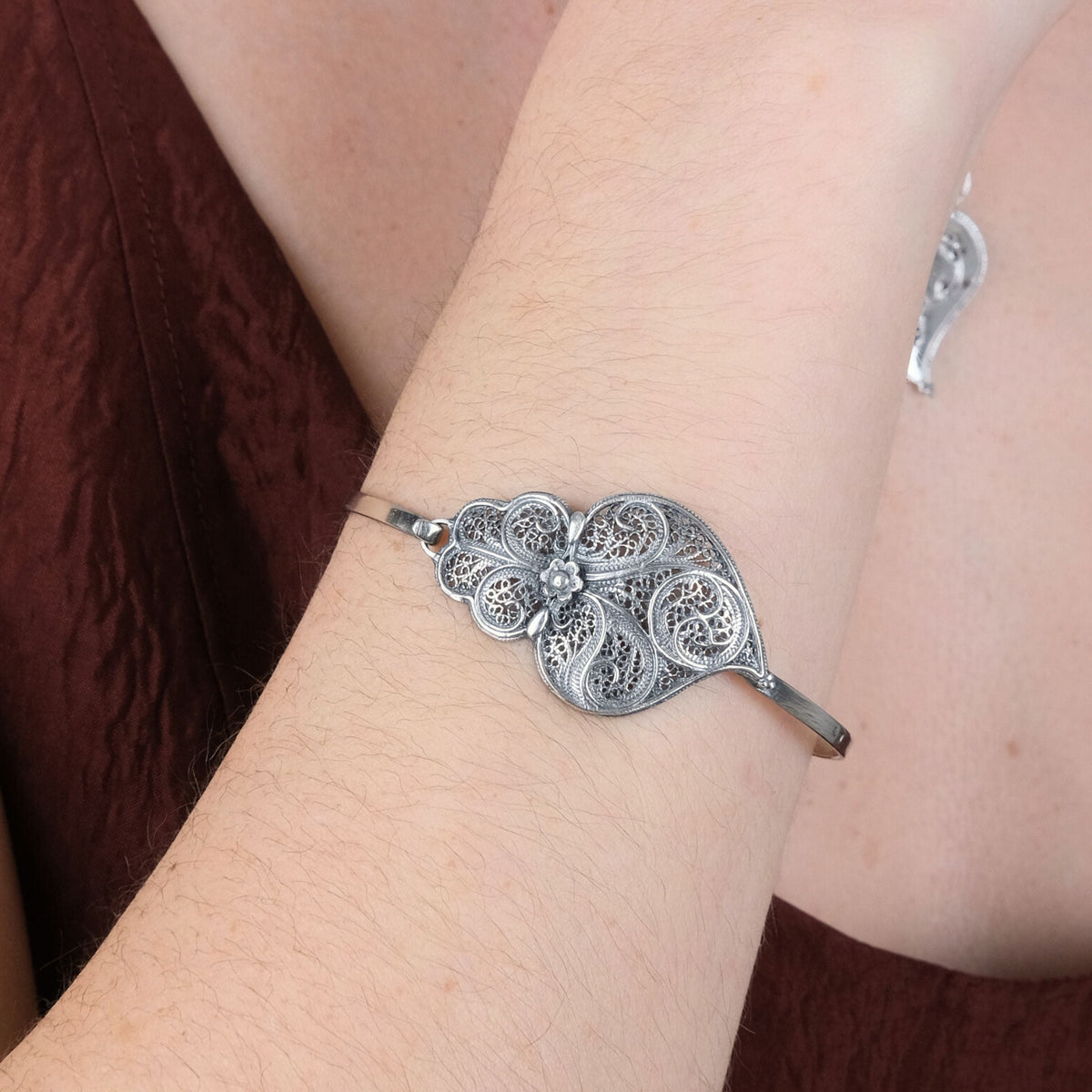 Pulseira Escrava Coração de Viana em Prata