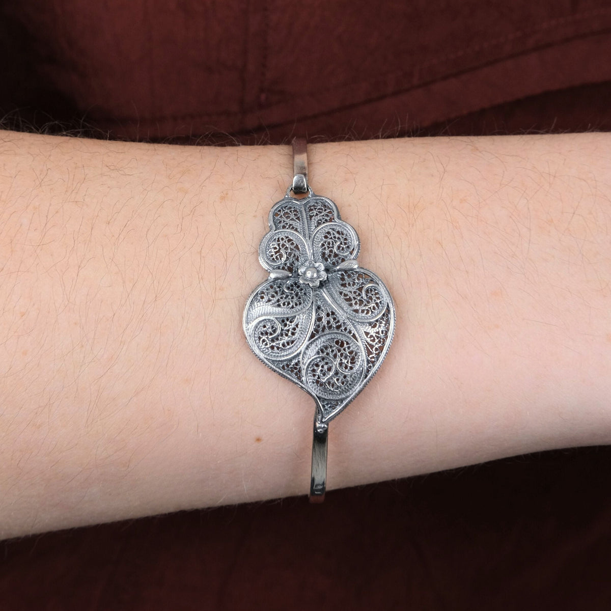 Pulseira Escrava Coração de Viana em Prata