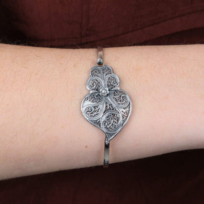 Pulseira Escrava Coração de Viana em Prata