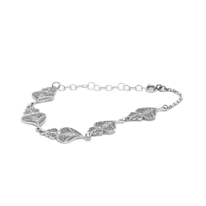 Pulseira Cinco Corações de Viana em Prata