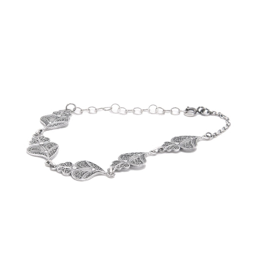 Pulseira Cinco Corações de Viana em Prata