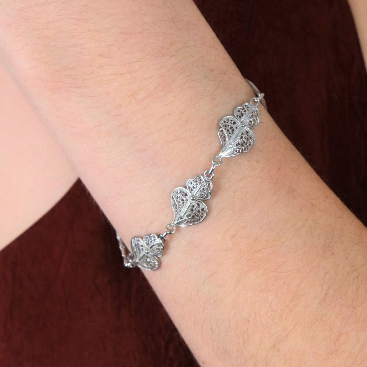 Pulseira Cinco Corações de Viana em Prata
