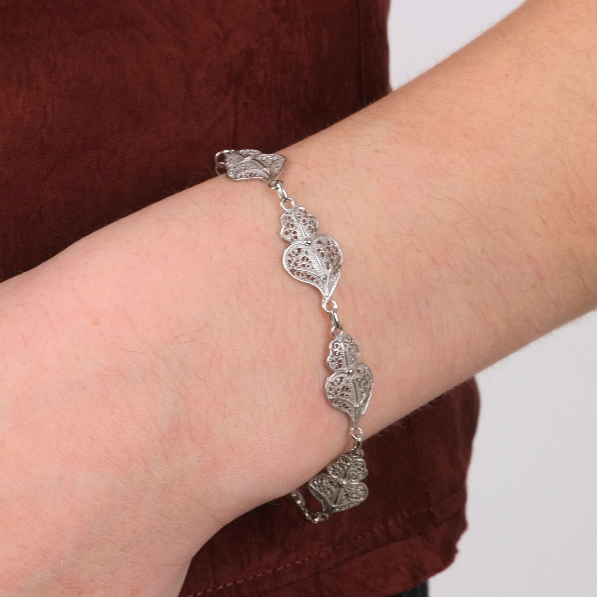 Pulseira Cinco Corações de Viana em Prata