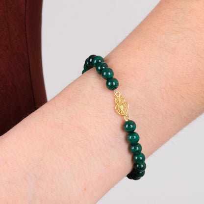 Pulseira Coração de Viana em Ouro 19,2Kt com Malaquite
