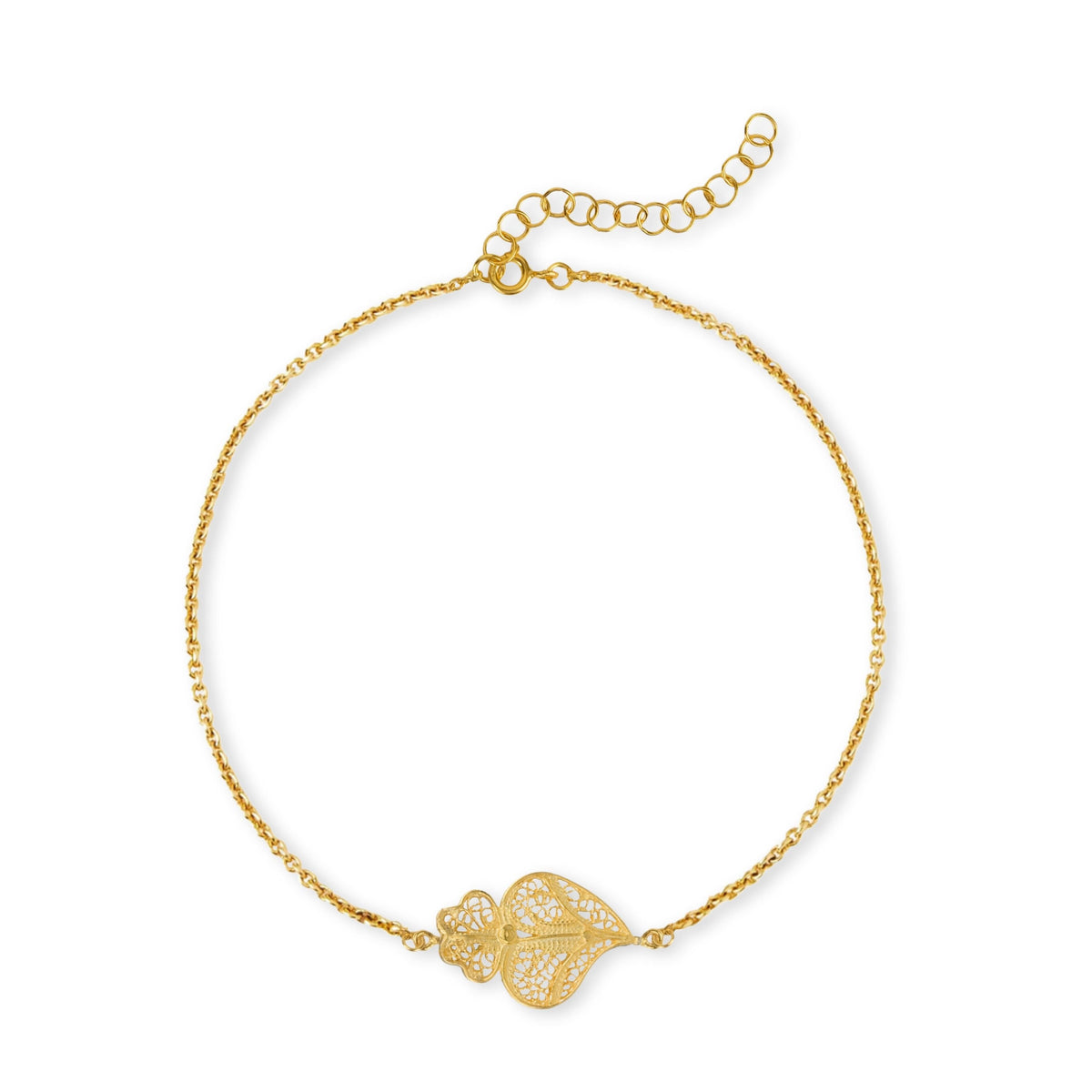 Pulseira Coração de Viana em Prata Dourada