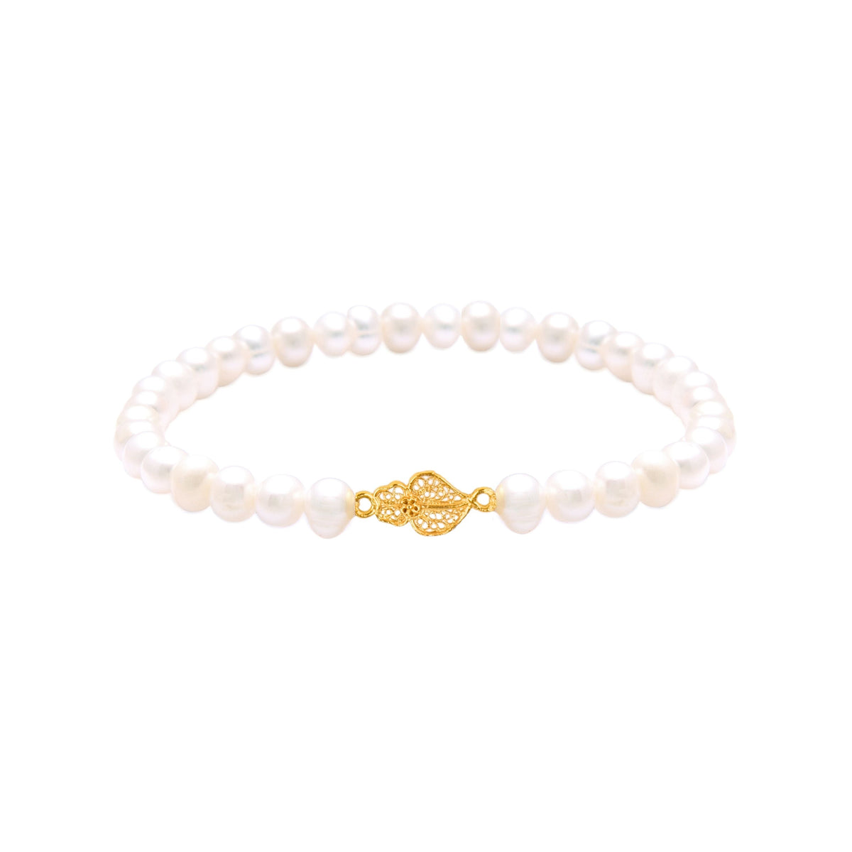 Pulseira Coração de Viana em Ouro 19,2Kt com Pérolas