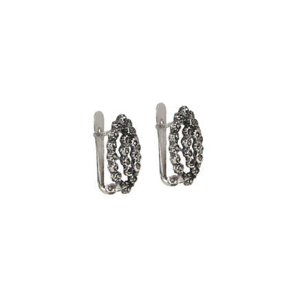 Brincos Pinha Oval com Marcassites em Prata