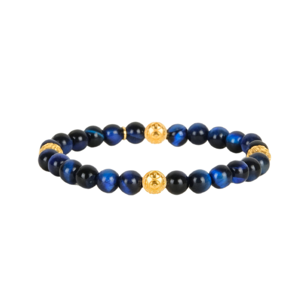 Pulseira Quatro Contas de Viana Azul em Prata Dourada