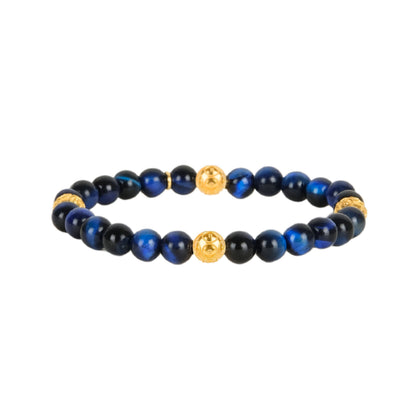 Pulseira Quatro Contas de Viana Azul em Prata Dourada